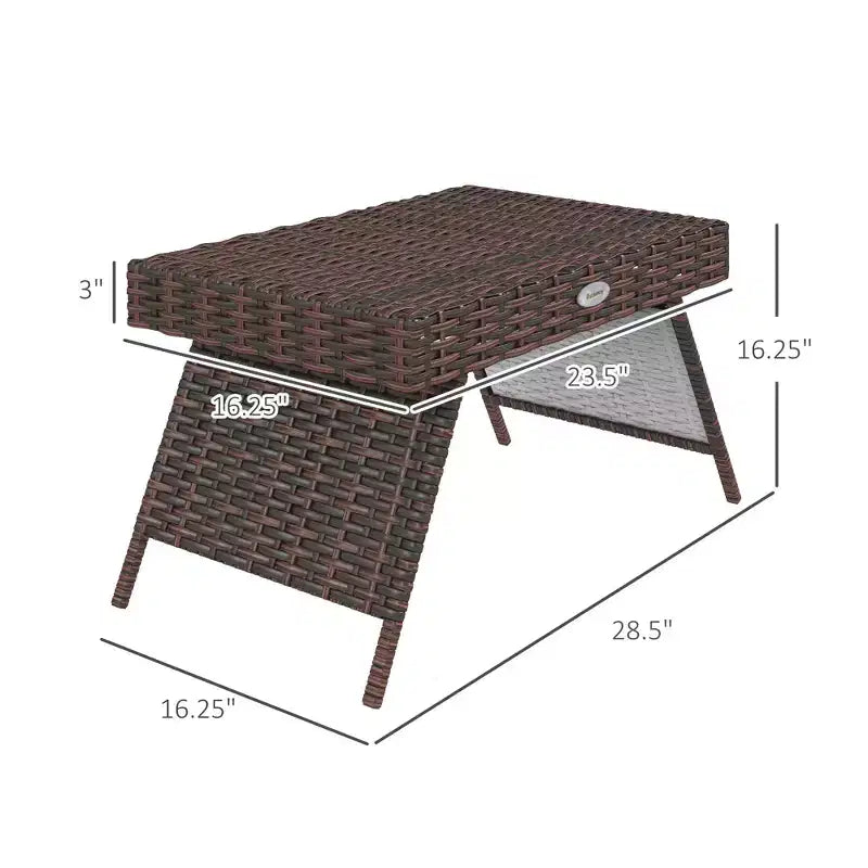 Tavolino Pieghevole in Rattan, Tavolino da Esterno, Tavolino da Caffè in Rattan PE Intrecciato a Mano per Balcone, Giardino, Prato, Cortile