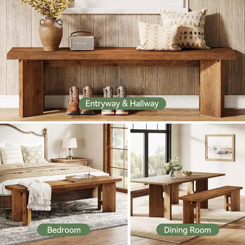 Panca da Ingresso in Legno Massello Lantine, Panchina da Fondo Letto da 160 cm, Panchine rustiche per Ingresso, Sala da Pranico, Soggiorno