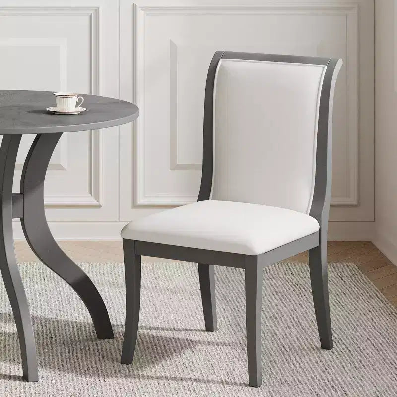 Set di 2 sedie da pranzo imbottite in stile rustico con schienale curvo, sedie da cucina in legno massello, sedie laterali senza braccioli per sala da pranzo - Panipeachy