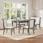 Set di 2 sedie da pranzo imbottite in stile rustico con schienale curvo, sedie da cucina in legno massello, sedie laterali senza braccioli per sala da pranzo - Panipeachy