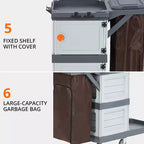 Carrello per pulizie commerciale COZONY, carrello per pulizie con 3 ripiani e 2 armadietti, copertura e borsa in Oxford, carrello per pulizie tradizionale per hotel