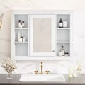 MAYEERTY 27.5 Medicine Cabinet, Wall Mounted Bathroom Storage Cabinet with Mirror 6 Open Shelves Modern White