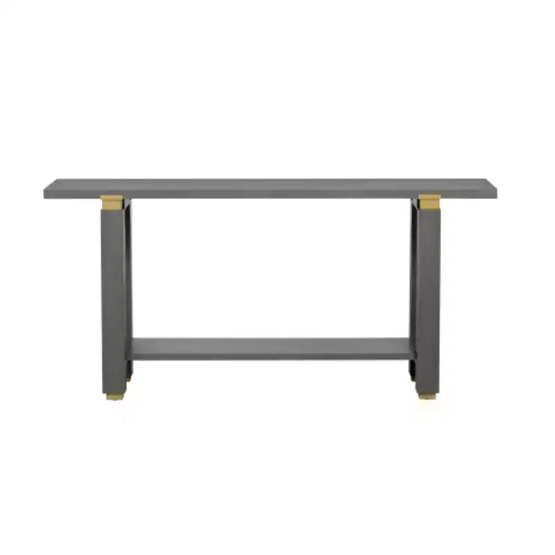 62,9 Tavolino Console Moderno Minimalista, Tavolo da Ingresso in Legno con Ripiano e Dettagli in Metallo per Corridoio, Salotto o Dietro il Divano - Panipeachy