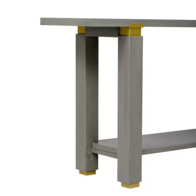 62,9 Tavolino Console Moderno Minimalista, Tavolo da Ingresso in Legno con Ripiano e Dettagli in Metallo per Corridoio, Salotto o Dietro il Divano - Panipeachy