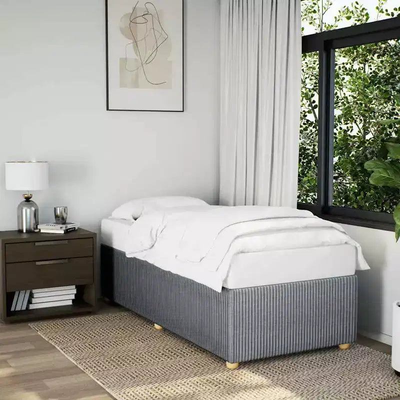 Bed Frame Light Grey Polyester, plywood, engineered wood Twin XL