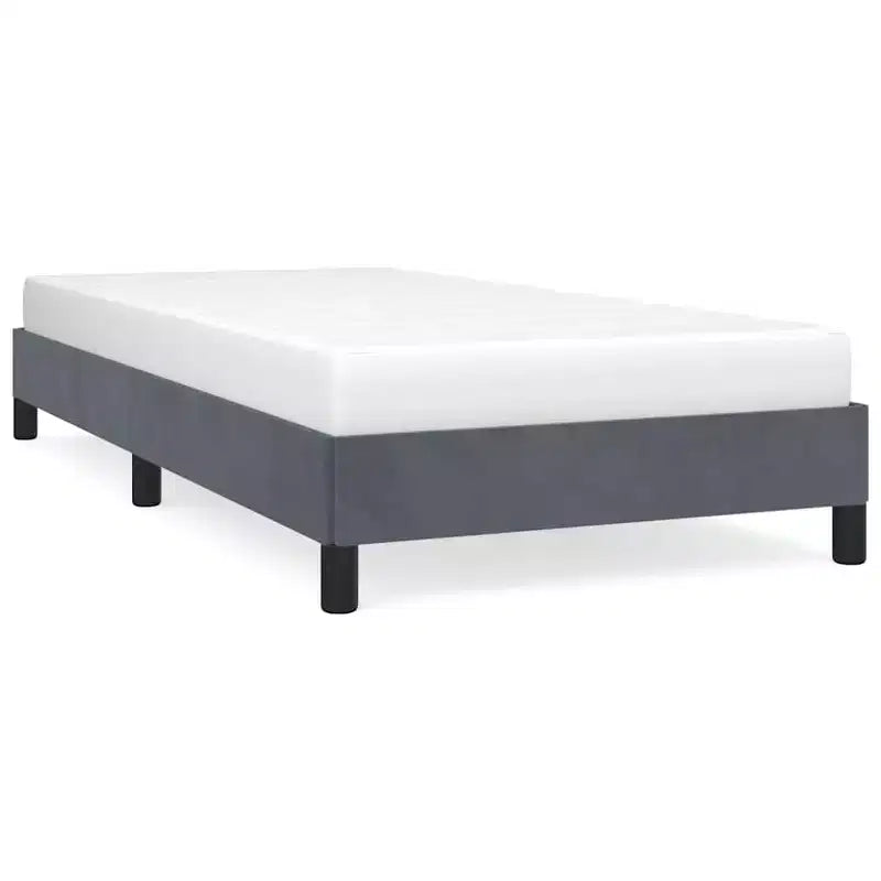 Struttura letto in velluto grigio scuro, compensato, legno multistrato, Twin XL