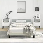 Bed Frame With Headboard Light Grey Velvet, Plywood, Engineered Wood