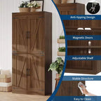 Mobile dispensa alto 71, mobiletto grande in legno stile rustico con 4 ante a granaio e ripiani regolabili per sala da pranzo e soggiorno