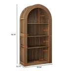 Okak Libreria alta ad arco a 4 ripiani stile Mid-Century, mobiletto in legno per ufficio, soggiorno, scaffale aperto
