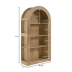 Okak Libreria alta ad arco a 4 ripiani stile Mid-Century, mobiletto in legno per ufficio, soggiorno, scaffale aperto