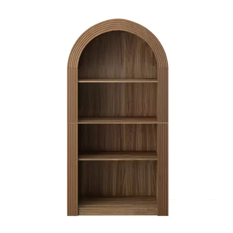 Okak Libreria alta ad arco a 4 ripiani stile Mid-Century, mobiletto in legno per ufficio, soggiorno, scaffale aperto
