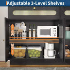 Mobile Credenza in Rattan da 60'' con 2 Cassetti e 4 Ante in Rattan, Madia con Ripiani Regolabili per Sala da Pranzo, Salotto e Ingresso