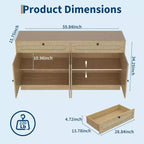 Mobile Credenza in Rattan da 60'' con 2 Cassetti e 4 Ante in Rattan, Madia con Ripiani Regolabili per Sala da Pranzo, Salotto e Ingresso