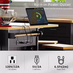 Set di 3 per isola da cucina, carrello mobile con 2 sgabelli da bar, tavolo con 3 cassetti, ante a ribalta a 2 ante, presa di corrente per sala da pranzo