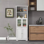 Costway Mobile da Bagno Verticale Porta Biancheria con Anta in Vetro e Scaffale Regolabile
