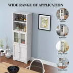 Costway Mobile da Bagno Verticale Porta Biancheria con Anta in Vetro e Scaffale Regolabile