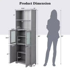 Costway Mobile da Bagno Verticale Porta Biancheria con Anta in Vetro e Scaffale Regolabile