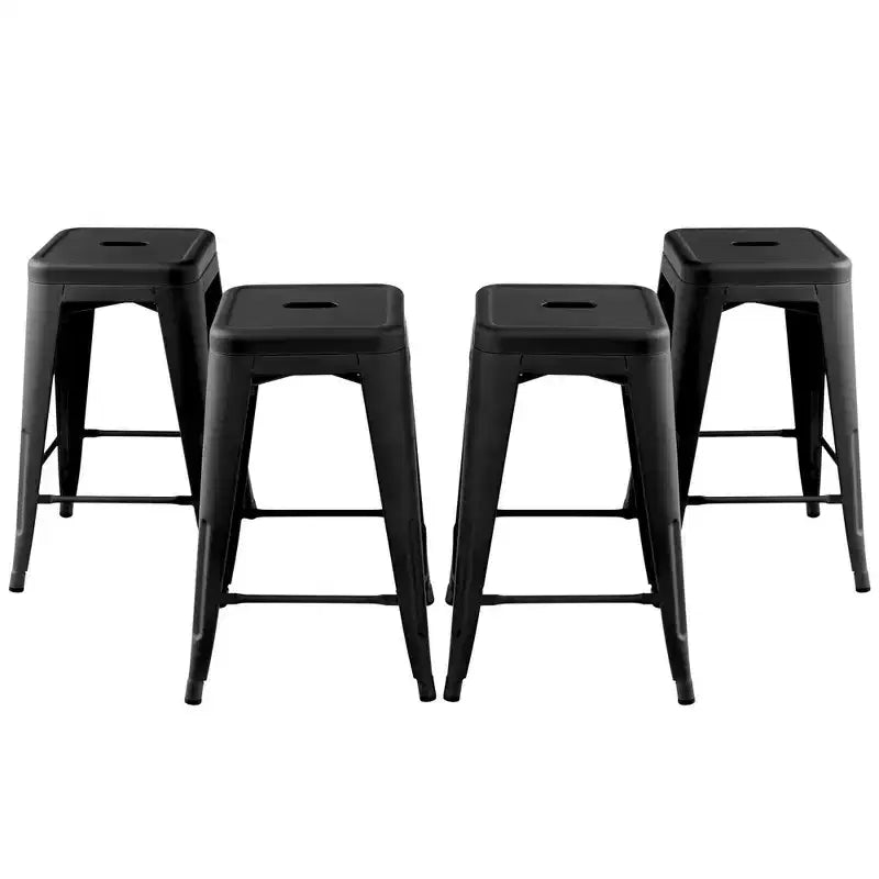 Costway Sgabelli da Bar Senza Schienale Altezza Bancone Set da 4 Sgabelli Impilabili in Metallo per la Cucina o il Bancone