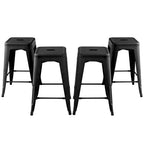 Costway Sgabelli da Bar Senza Schienale Altezza Bancone Set da 4 Sgabelli Impilabili in Metallo per la Cucina o il Bancone
