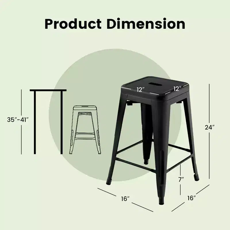 Costway Sgabelli da Bar Senza Schienale Altezza Bancone Set da 4 Sgabelli Impilabili in Metallo per la Cucina o il Bancone