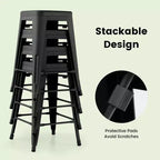 Costway Sgabelli da Bar Senza Schienale Altezza Bancone Set da 4 Sgabelli Impilabili in Metallo per la Cucina o il Bancone