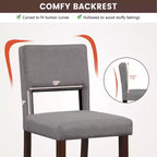 Costway Set di 4 Sgabelli da Bar Altezza Bancone in Lino/Pelle PVC con Schienale e Gambe in Legno di Gomma