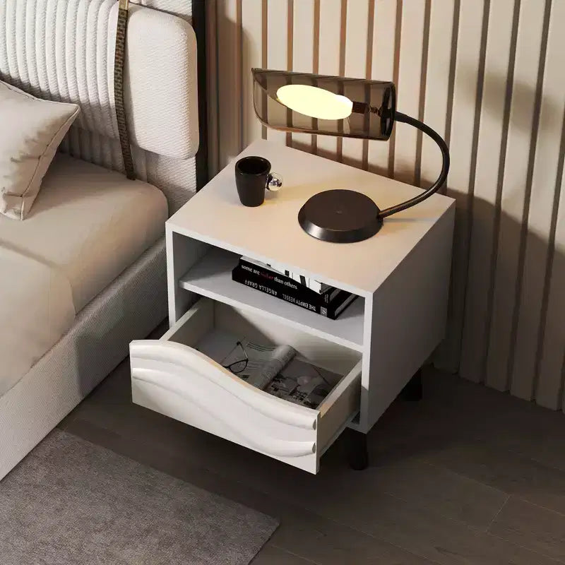 Costway 2 comodini con cassetto, motivo 3D ondulato, mensola aperta, piccolo divano, tavolino laterale