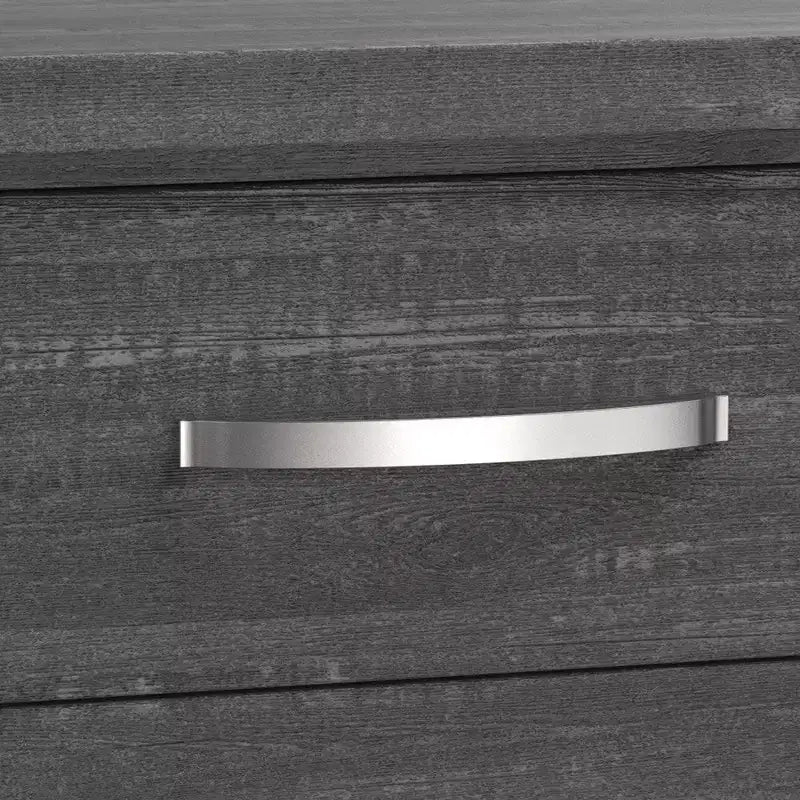 Comodino Royal Hampton, 2 Cassetti, Maniglie a Barra Cromate, Legno Grigio