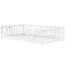 TUYOHW Letto a Pavimento per Bambini, Misura Matrimoniale, in Legno Moderno Stile Montessori, con Spondine di Sicurezza e Porta, per Camera da Letto