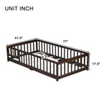 TUYOHW Letto a Pavimento per Bambini, Misura Matrimoniale, in Legno Moderno Stile Montessori, con Spondine di Sicurezza e Porta, per Camera da Letto