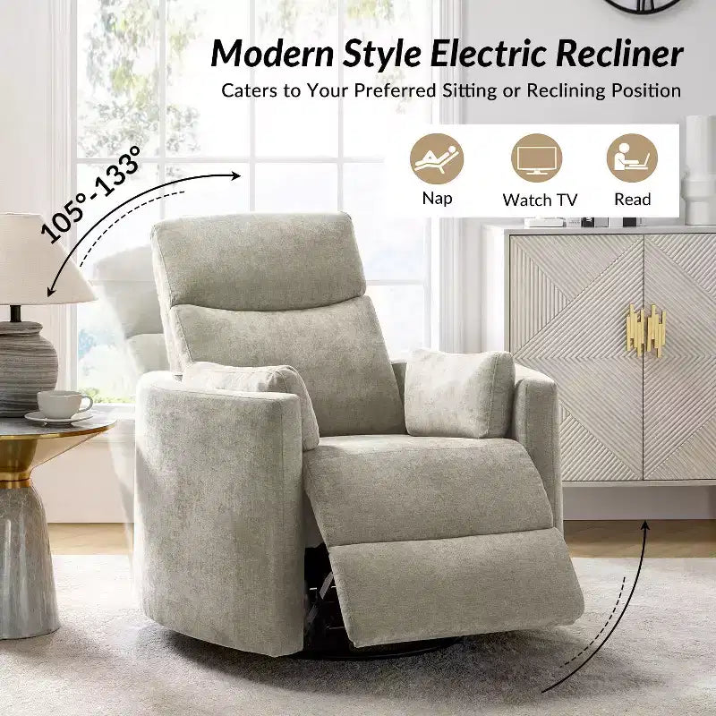 Poltrona reclinabile girevole elettrica Fermin|ARTFUL LIVING DESIGNS