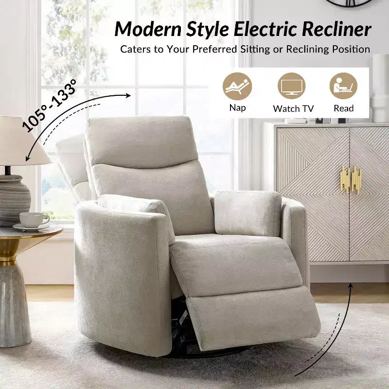 Poltrona reclinabile girevole elettrica Fermin|ARTFUL LIVING DESIGNS
