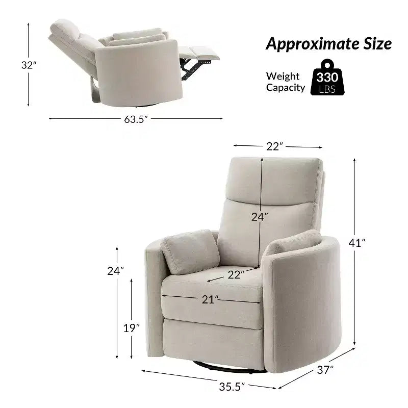 Poltrona reclinabile girevole elettrica Fermin|ARTFUL LIVING DESIGNS