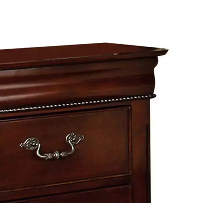 Comodino in legno Royal Hampton con 2 cassetti, cassetto superiore nascosto e maniglie in metallo, marrone