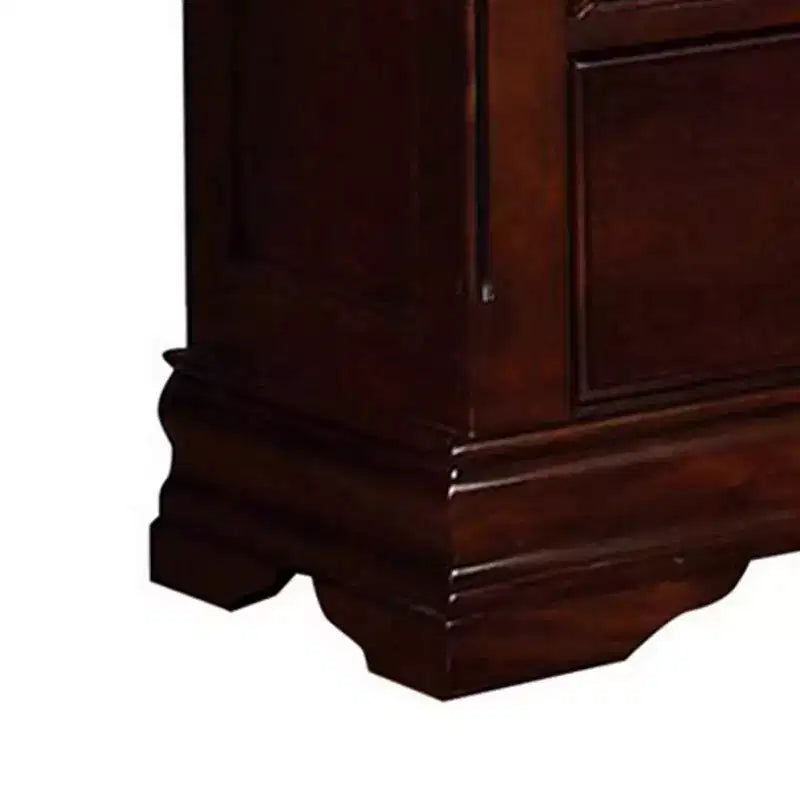 Comodino in legno Royal Hampton con 2 cassetti, cassetto superiore nascosto e maniglie in metallo, marrone