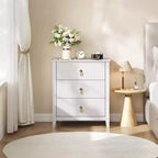 Comodino in Legno con Cassettiera Scanalata, Comodino a 3 Cassetti - Cassettiera Moderna per Camera da Letto, Soggiorno, Corridoio e Ingresso