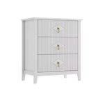 Comodino in Legno con Cassettiera Scanalata, Comodino a 3 Cassetti - Cassettiera Moderna per Camera da Letto, Soggiorno, Corridoio e Ingresso