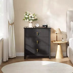 Comodino in Legno con Cassettiera Scanalata, Comodino a 3 Cassetti - Cassettiera Moderna per Camera da Letto, Soggiorno, Corridoio e Ingresso