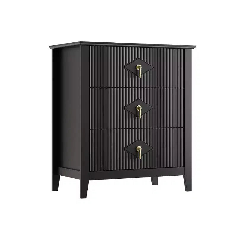 Comodino in Legno con Cassettiera Scanalata, Comodino a 3 Cassetti - Cassettiera Moderna per Camera da Letto, Soggiorno, Corridoio e Ingresso