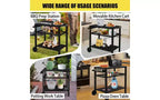 Karl Home Carrello per grill da esterno a 3 ripiani Carrello da barbecue mobile con due ruote e ganci