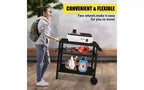 Karl Home Carrello per grill da esterno a 3 ripiani Carrello da barbecue mobile con due ruote e ganci