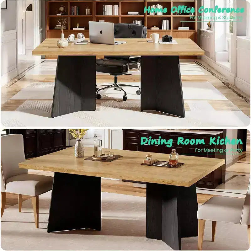 Tavolo da Pranzo per 6-8 Persone, Tavolo da Cucina Lungo Moderno da 160 cm con Ampio Piano e Robuste Gambe a Piedistallo, Tavolo per la Casa (Solo Tavolo)