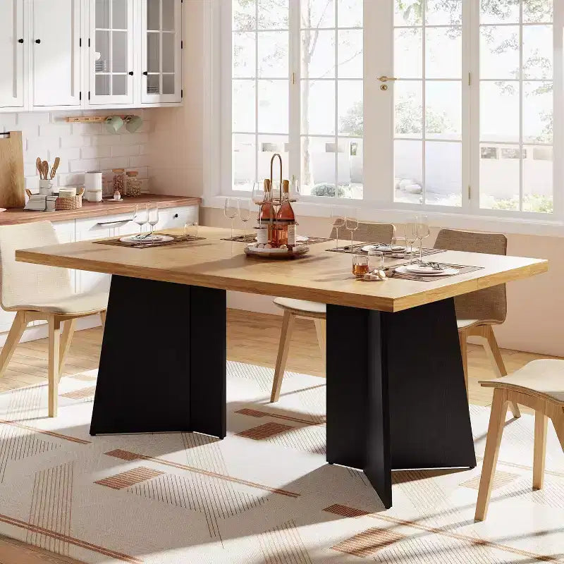 Tavolo da Pranzo per 6-8 Persone, Tavolo da Cucina Lungo Moderno da 160 cm con Ampio Piano e Robuste Gambe a Piedistallo, Tavolo per la Casa (Solo Tavolo)