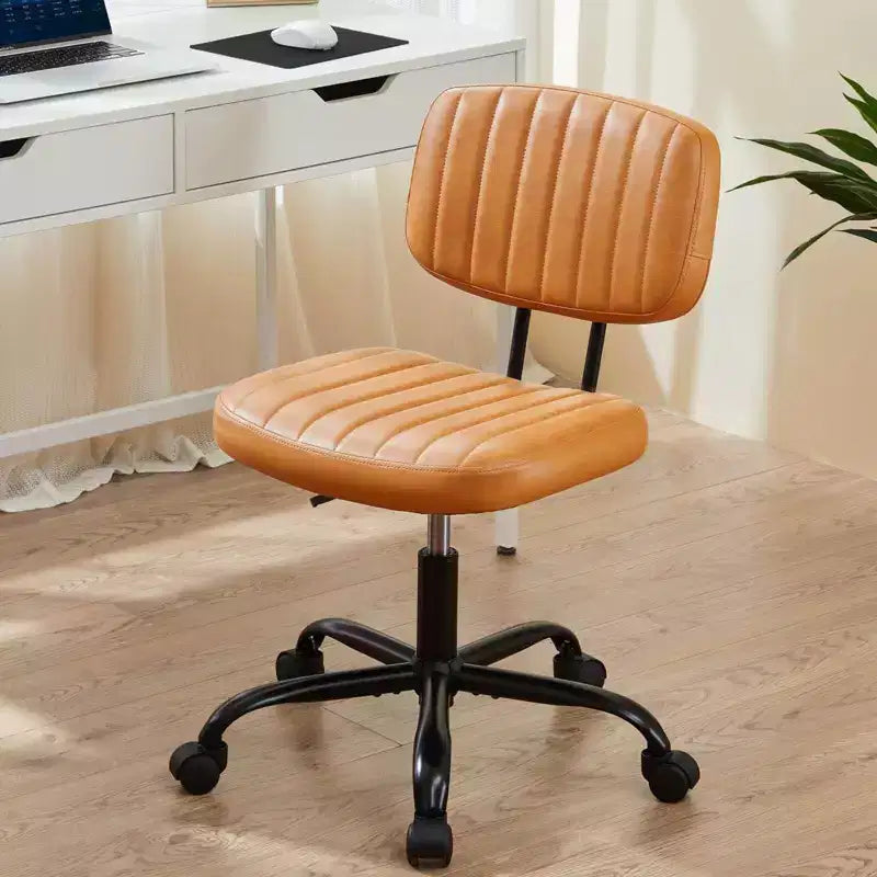 TUYOHW Sedia girevole in pelle PU con ruote, sedia da ufficio senza braccioli con altezza regolabile e supporto lombare, sedia da gioco per ufficio