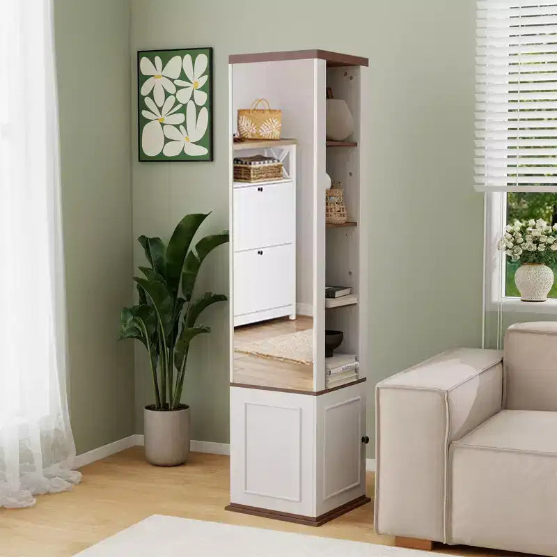 AndMakers Antico Bianco Legno 39,98 cm. Dispensa con 7 Ripiani