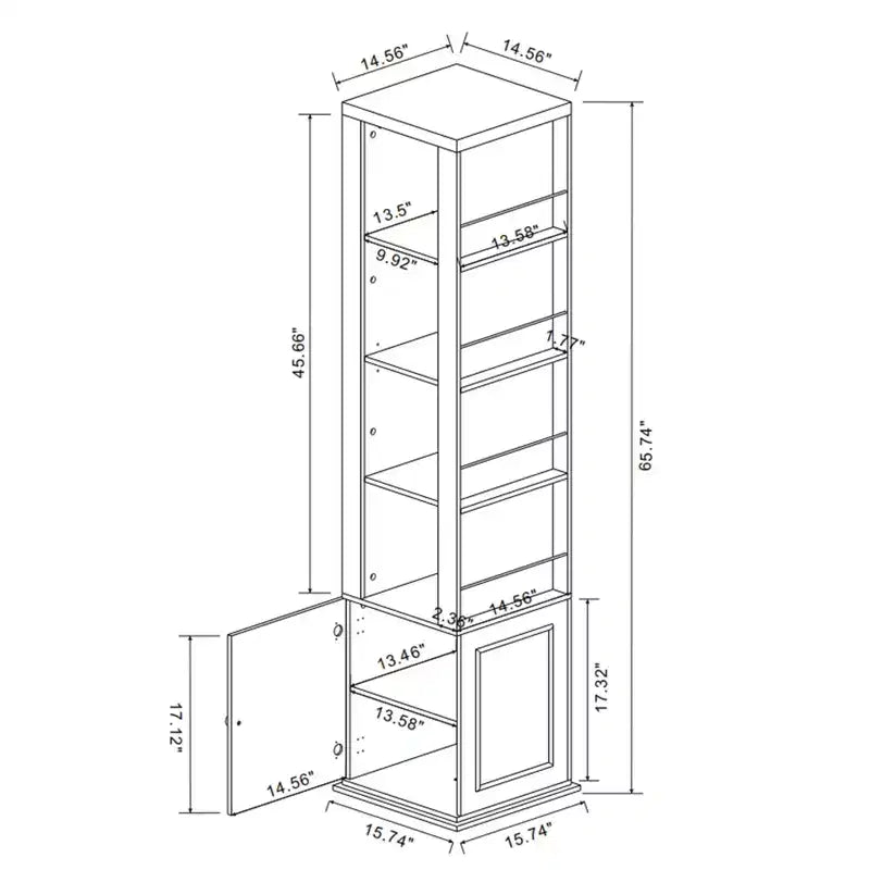 AndMakers Antico Bianco Legno 39,98 cm. Dispensa con 7 Ripiani