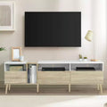 Modern TV Stand with Drawers for 80 TV, Media Console Table with Storage, TV Storage Cabinet with Open Shelves for Living Room, White