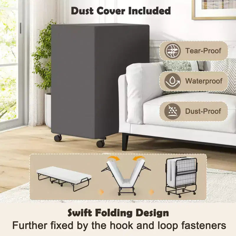 Costway Letto Pieghevole con Materasso 75 x 39, Letto a Scomparsa per Adulti Singolo con Materasso in Memory Foam e Cuscino