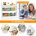 Costway Libreria per Bambini a 3 Ripiani, Scaffale Portaoggetti Giocattoli da Parete con Kit Antiribaltamento