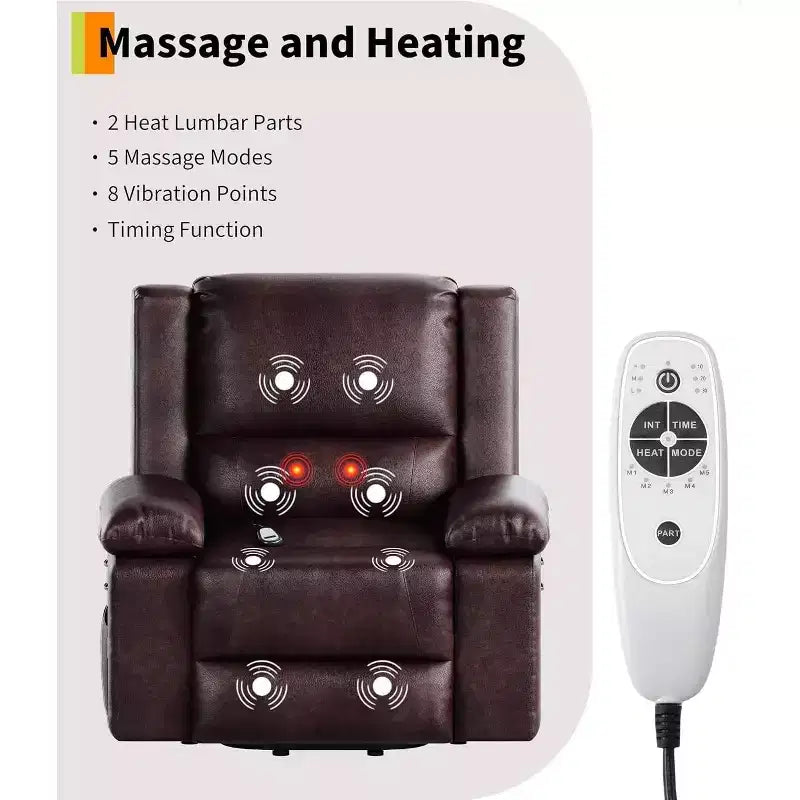 Poltrona reclinabile elettrica, poltrona Home Theater con supporto lombare, poltrona reclinabile in similpelle con schienale e gambe regolabili, poltrona reclinabile elettrica per anziani